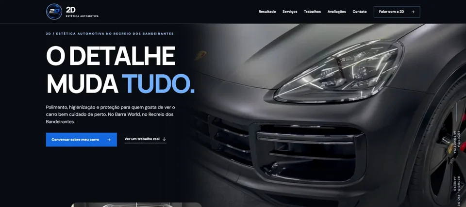 Homepage screenshot: 2D Estética Automotiva