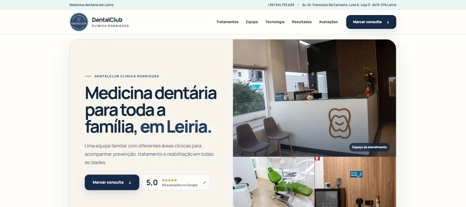 Homepage screenshot: Clínica Rodrigues