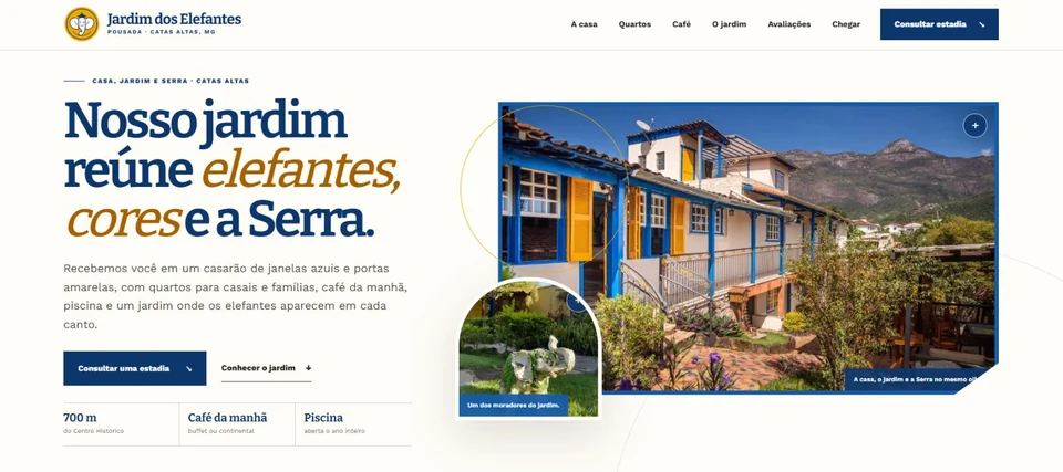 Homepage screenshot: Pousada Jardim dos Elefantes