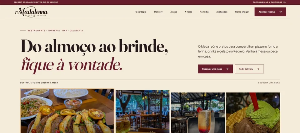 Homepage screenshot: Madalenna Bar & Restaurante