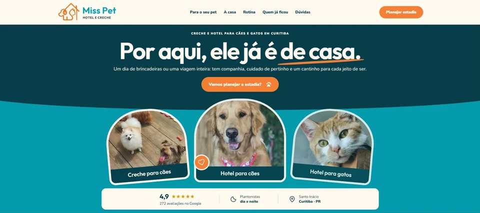 Homepage screenshot: Miss Pet Hotel