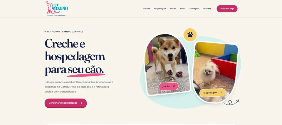 Homepage screenshot: Pet Mizuno