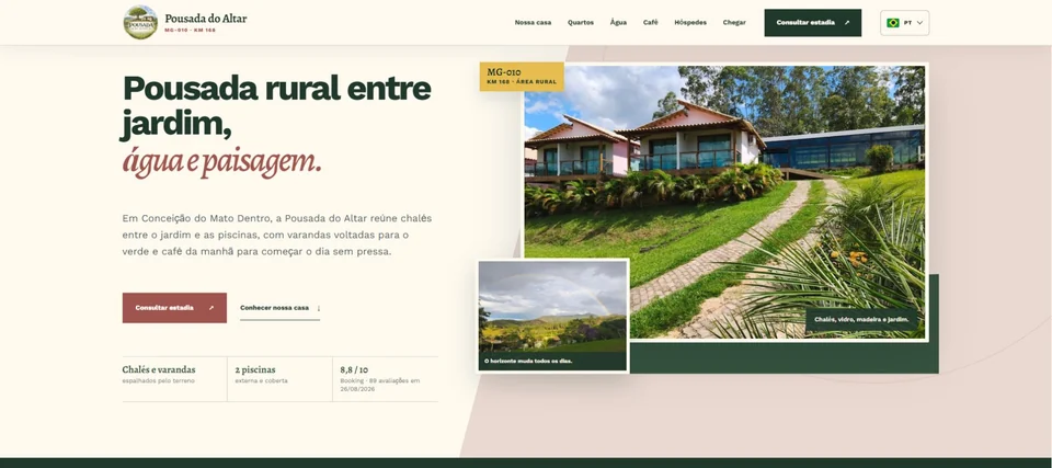 Homepage screenshot: Pousada do Altar