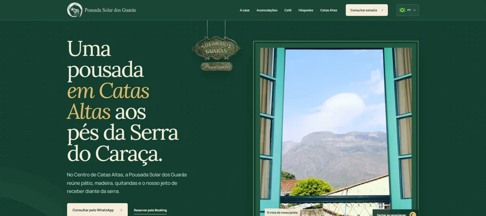Homepage screenshot: Pousada Solar dos Guarás
