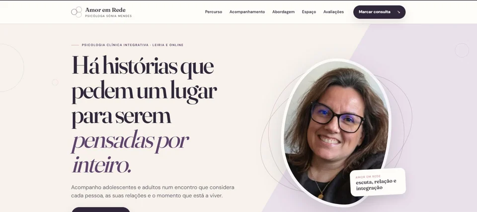 Homepage screenshot: Sónia Mendes · Amor em Rede